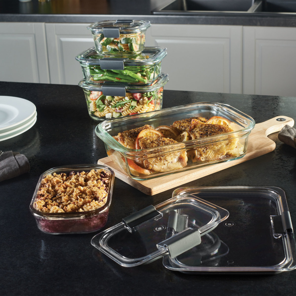 Rubbermaid Brilliance Glass Food Storage Containers, 10-Piece Set